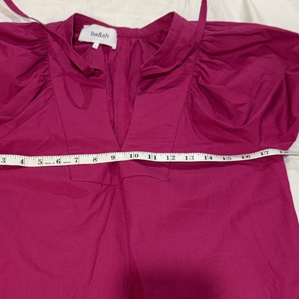 ba&sh Jamie Cotton Fuchsia Puff Sleeve Blouse - Small - Picture 8 of 8